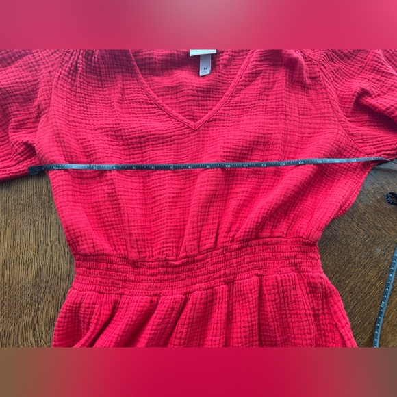 Knox Rose Elegant Red V-Neck Women's Short Sleeve Romper with Pockets Sz M - Picture 9 of 9